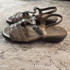 SAS Capri T-Strap Tripad Comfort Sandals Bronze Leather Sz 6.5